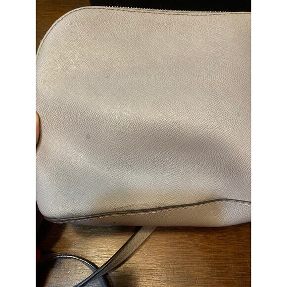 Michael Kors Small Cindy Dome Grey Crossbody Purse Neutral Classy Preppy Stains - Picture 3 of 15